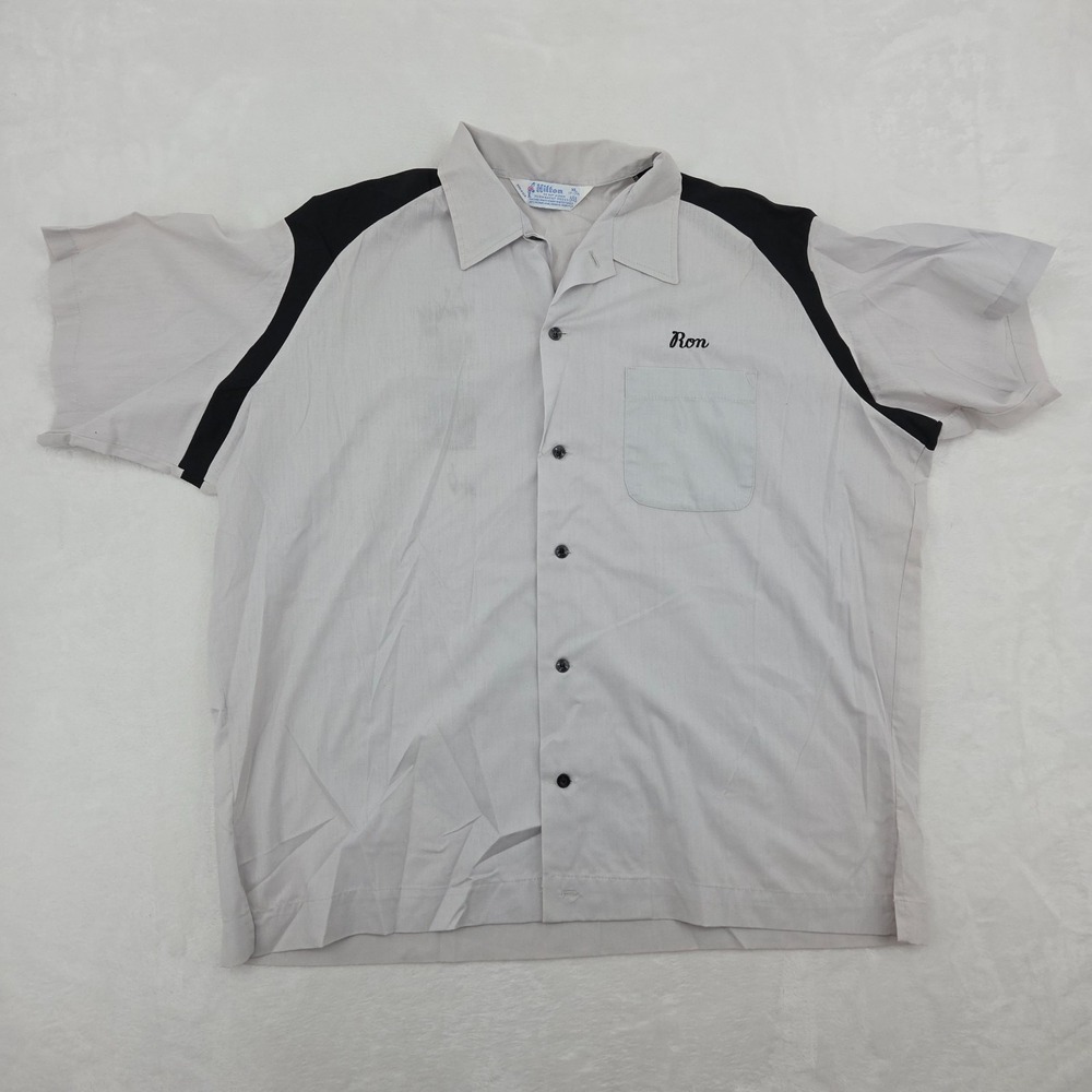 VTG Hilton Bowling Shirt Embroidered Ron Men's XL Rockabilly Las Vegas Model A